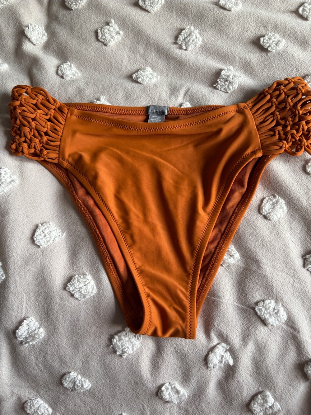 Women's Macramé Side Bikini Bottoms — Rust Orange